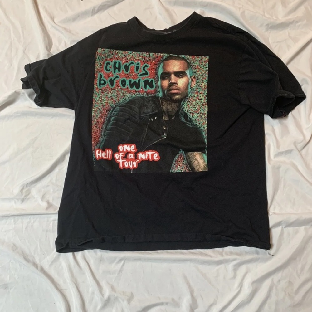 Chris Brown 2015 One Hell Of A Night Tour Tee Small Rap T-Shirt 2 Sided Rare